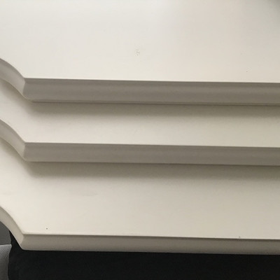 THREE WHITE WOOD SHELVES WITH BRACKETS