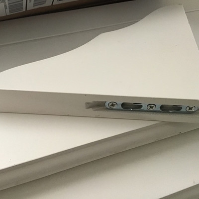 THREE WHITE WOOD SHELVES WITH BRACKETS