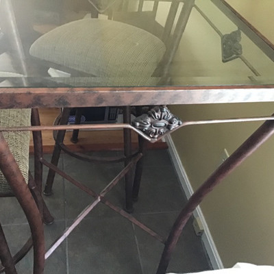BEAUTIFUL GLASS BAR TABLE WITH 2 SWIVEL CHAIRS