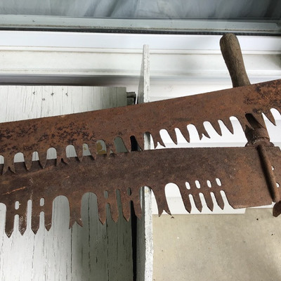 SET OF TWO VINTAGE FARM HAND SAW