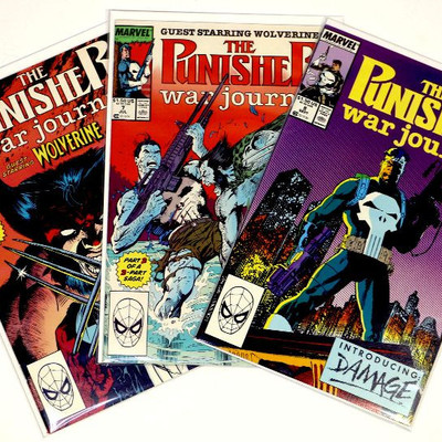 The PUNISHER War Journal #6 #7 #8 Wolverine Crossover Marvel Comics 1989 NM