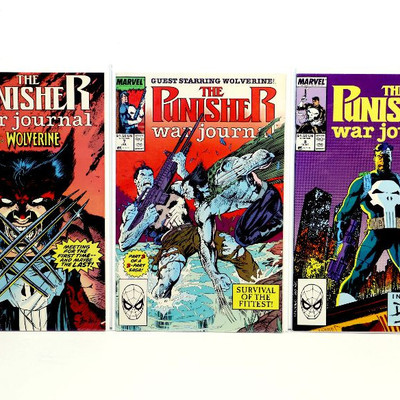 The PUNISHER War Journal #6 #7 #8 Wolverine Crossover Marvel Comics 1989 NM