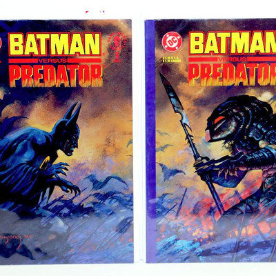 BATMAN versus PREDATOR #1 x 2 Batman and Predator Variant Covers Dark Horse 1991