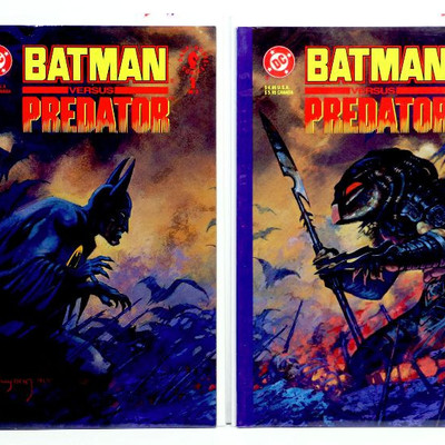 BATMAN versus PREDATOR #1 x 2 Batman and Predator Variant Covers Dark Horse 1991