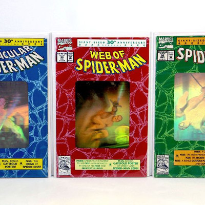 SPIDER-MAN 30th Anniversary HOLOGRAM Cover Comic Books Set Marvel Comics 1992