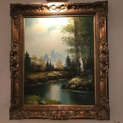 Large framed oil painting $175