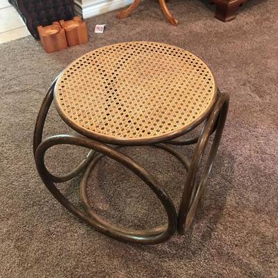 Retro caned and wood side table. $40