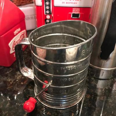 Vintage Bromwell's flour sifter with measurements. $12