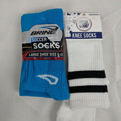 2 Socks: Knee Socks, Soccer Socks L - New