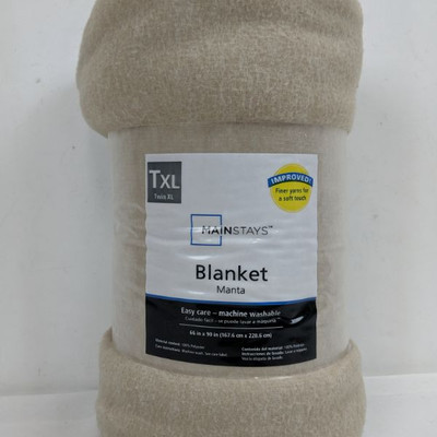 Mainstays Blanket, TXL, Beige - New