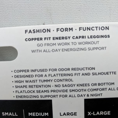 Copper Fit Energy Leggings, Size L, Qty 2 - New