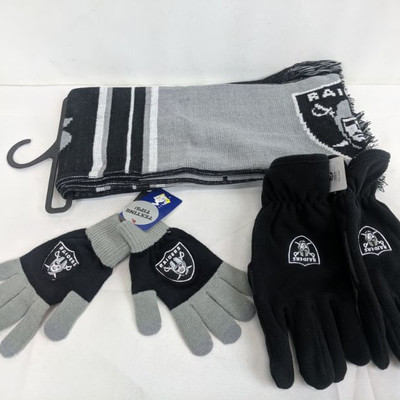 Raiders Scarf & 2 Gloves - New