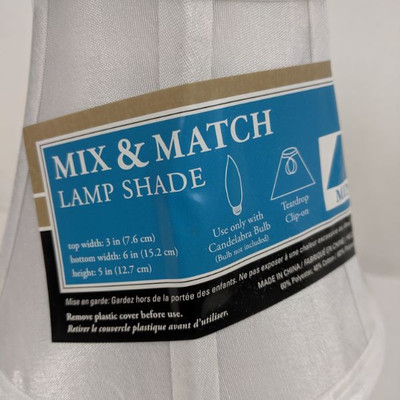 5 Small Lamp Shades, White - New