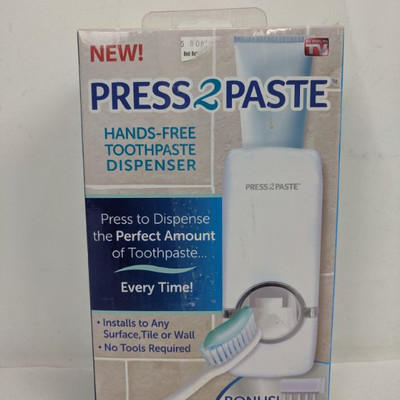 Press 2 Paste Hands-Free Toothpaste Dispenser - New