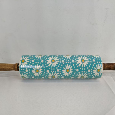The Pioneer Woman Rolling Pin, Blue W/ Daisies - New