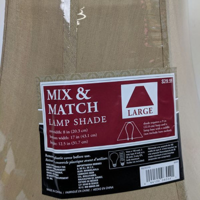 2 Beige Large Lamp Shades - New