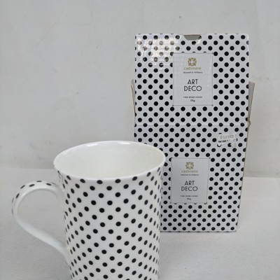 Art Deco Polka White/Black Mug - New