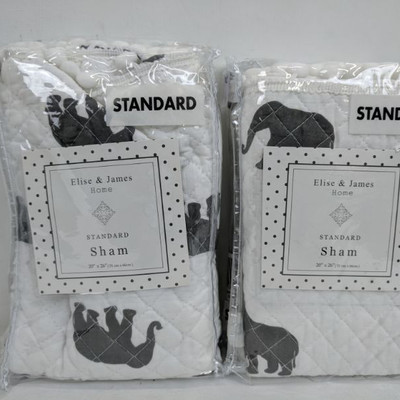 Elise & James Home Standard Sham, Elephants, Qty 2 - New