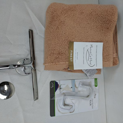 Micro Cotton Bath Mat & Over The Door Hook & Squeegee - New