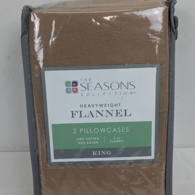 The Seasons Collection Heavyweight Flannel 2 Pillow Cases, King - New