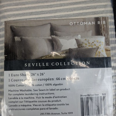 Boutique Living Seville Collection Euro Sham, Qty 2, Striped - New