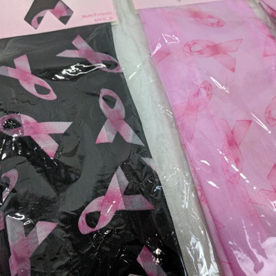 Breast Cancer Awareness Scarf, 2 Black, 2 Pink - New