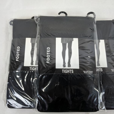 Footed Tights, Black, Qty 3 - New