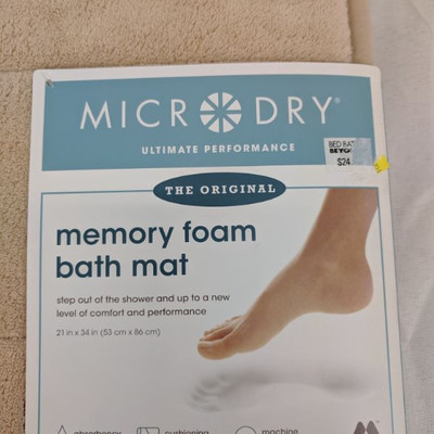 Microdry Memory Foam Bath Mat, Tan - New