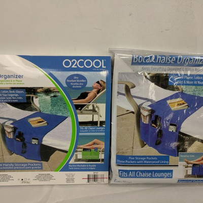 O2Cool Boca Chaise Organizer, Set of 2 - New