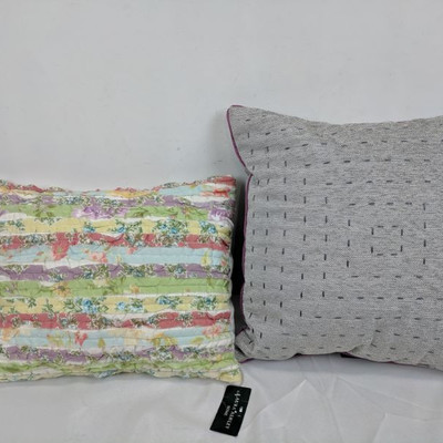 Laura Ashley Pillows, Set of 2, Gray- 18x18