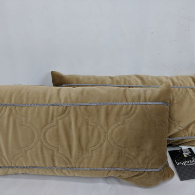 Kravet Pillows, Set of 2, Tan/Silver - New