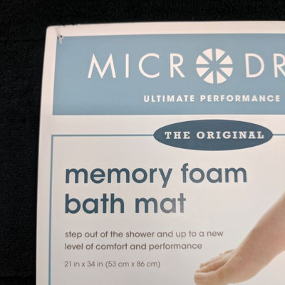 Microdry Memory Foam Bath Mat, Black - New