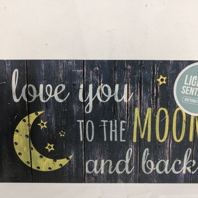 Love You To The Moon and Back Wooden Light- Up Wall Decor - New