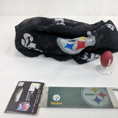 NFL Steelers: Suction Football, Bottle Opener, Scarf - New