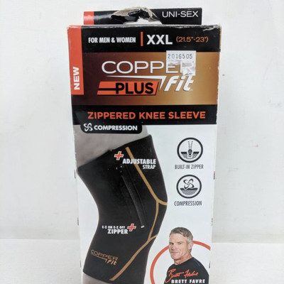 Copper Fit Plus, XXL ZIppered Knee Sleeve - New