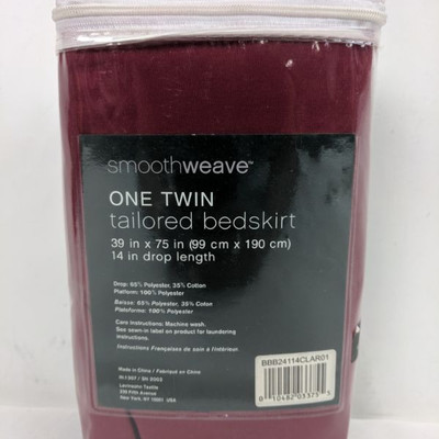 Smoothweave Twin Tailored Bedskirt, Maroon - New