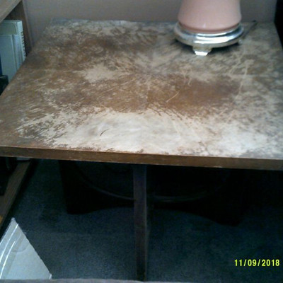 Coffee table and end tables (3) - needs refinishing, sturdy