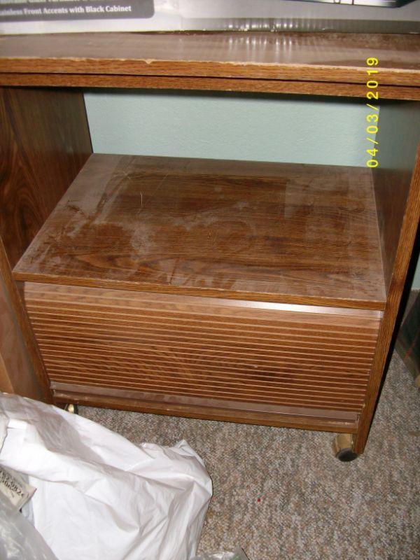 Microwave Stand With Roll Top Storage Estatesales Org