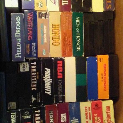 VHS and DVDs - assorted, 3 boxes
