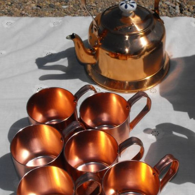 LOT 16  Copper and Brass Decor and Steins