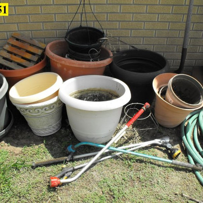LOT 51  Yard Tools and Flower Pots