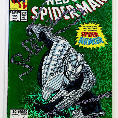 WEB OF SPIDER-MAN #100 Marvel Comics 1993 Green Foil Cover 1st Spider-Armor