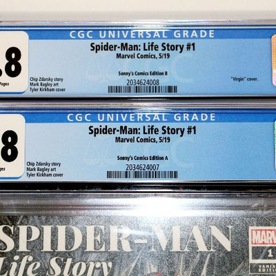 SPIDER-MAN: Life Story #1 Sonny's Comics Edition Variants A+B CGC 9.8 Marvel 05/2019