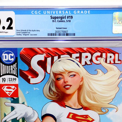 SUPERGIRL #19 CGC 9.2 Stanley Artgerm Lau Variant Cover 2018 DC Comics
