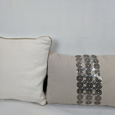 2 Decorative Pillows, Beige & Oatmeal - New