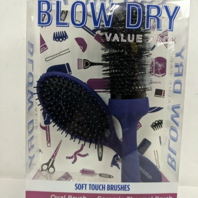 Blow Dry Soft Touch Brushes, Navy - New