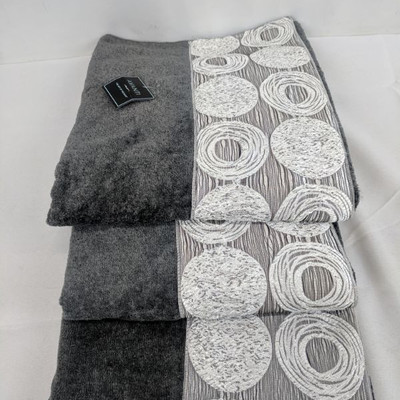 Avanti Towels, Gray/Silver, Qty 3 - New