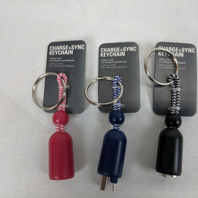Charge+Sync Keychains, Set of 3 - New