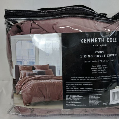 Kenneth Cole King Duvet Cover King, Purple/Tan - New