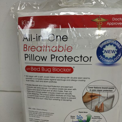 All-In-One Breathable Pillow Protector, King - New